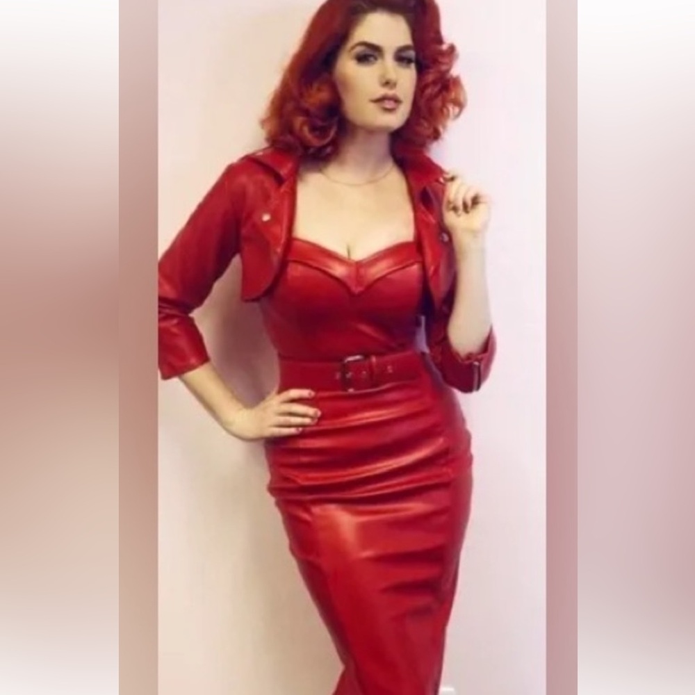 Deadly Dames Pinup Couture Micheline Pitt Faux Leather Wiggle Belt Large Medium